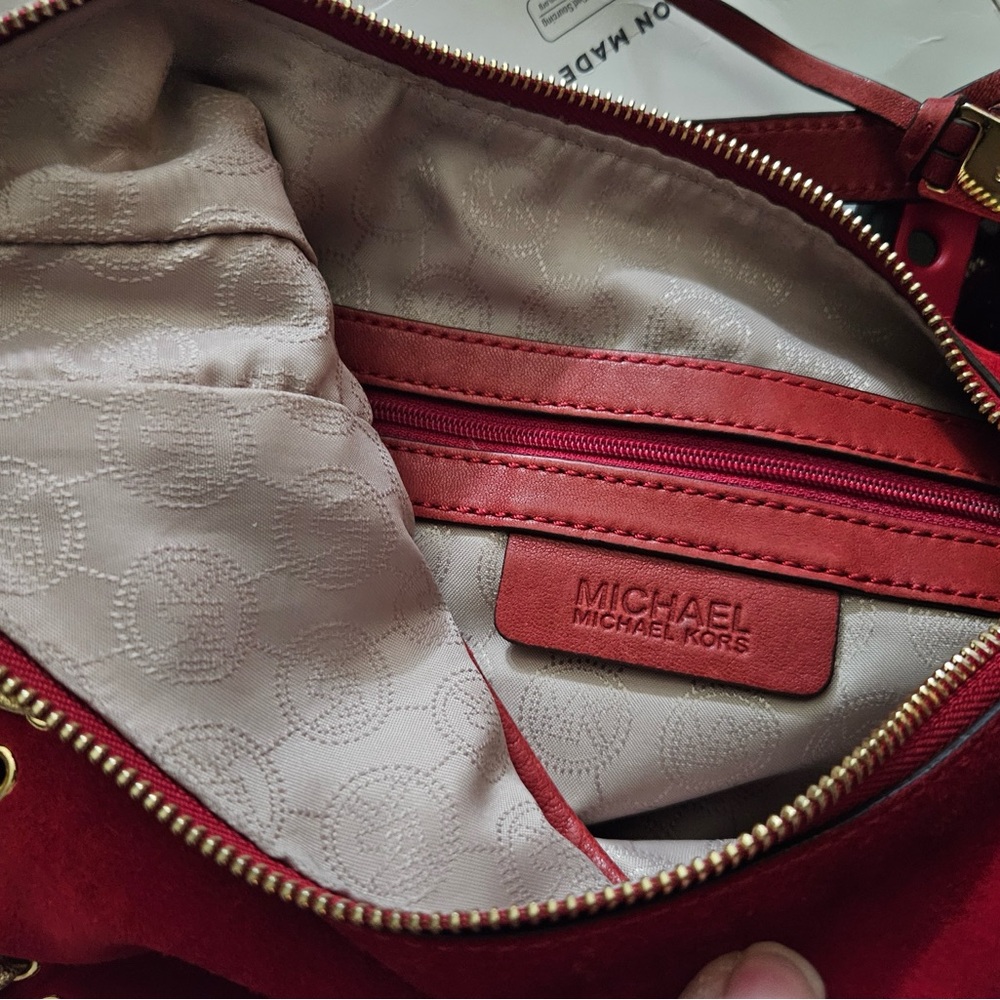 Michael Kors red suede leather purse! - Picture 3 of 15
